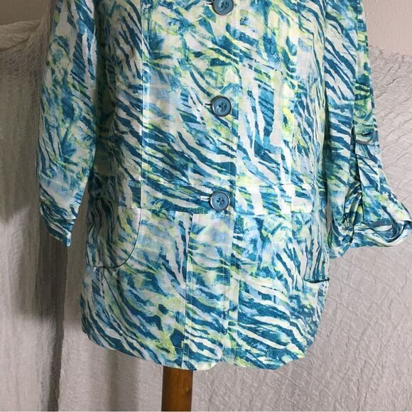 Chico's Aqua Print Size M (1) - Picture 11 of 12